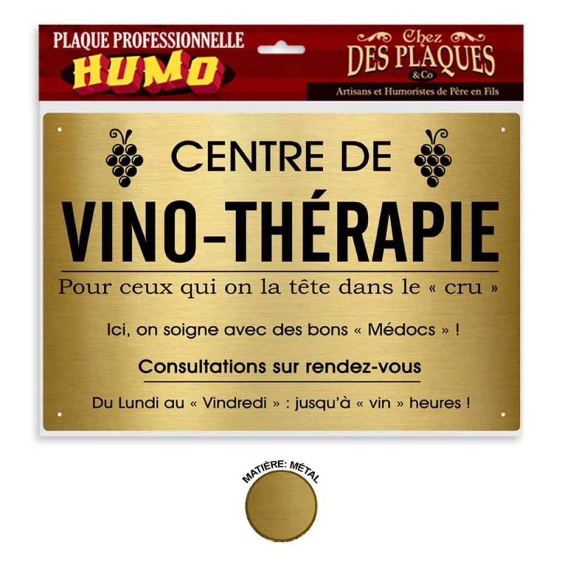 Plaque métal vino-thérapie