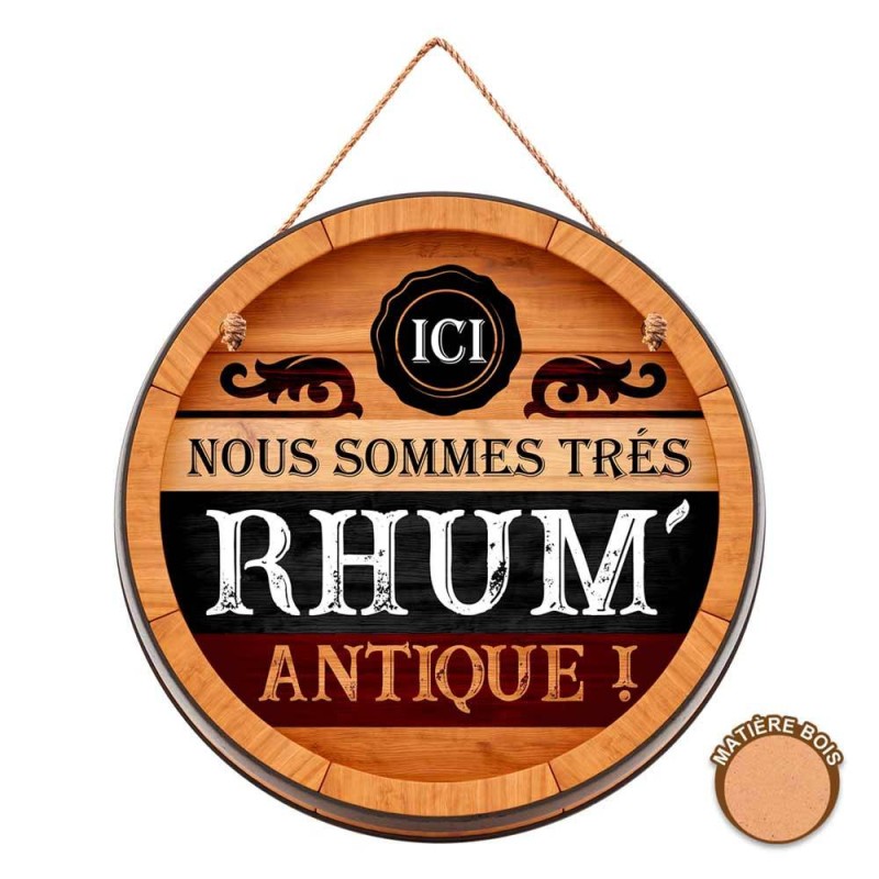 Plaque humoristique tonneau "rhum antique"