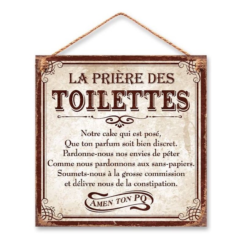 Plaque métal prière des toilettes